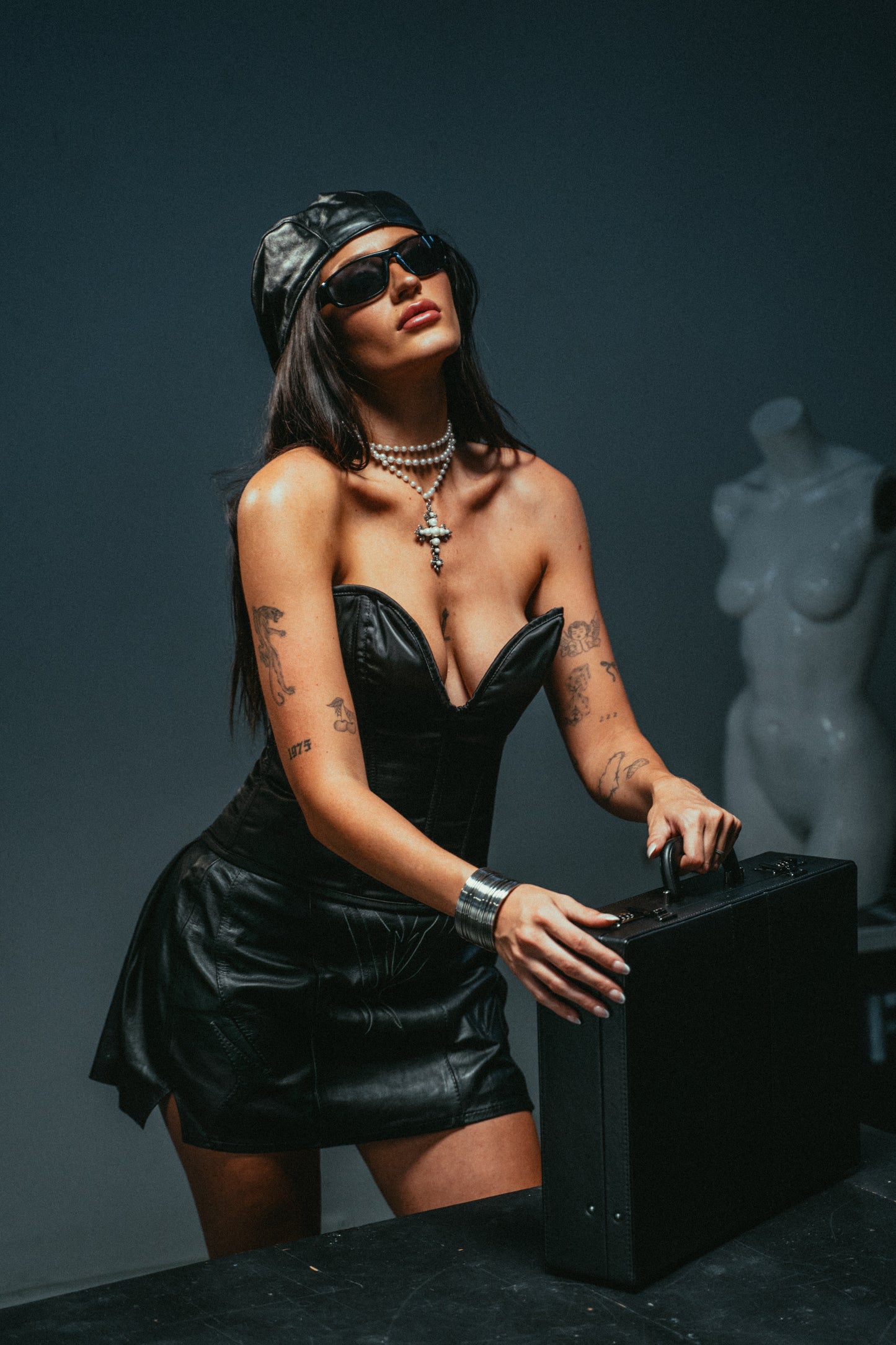 Womens "Thana" Leather Skirt