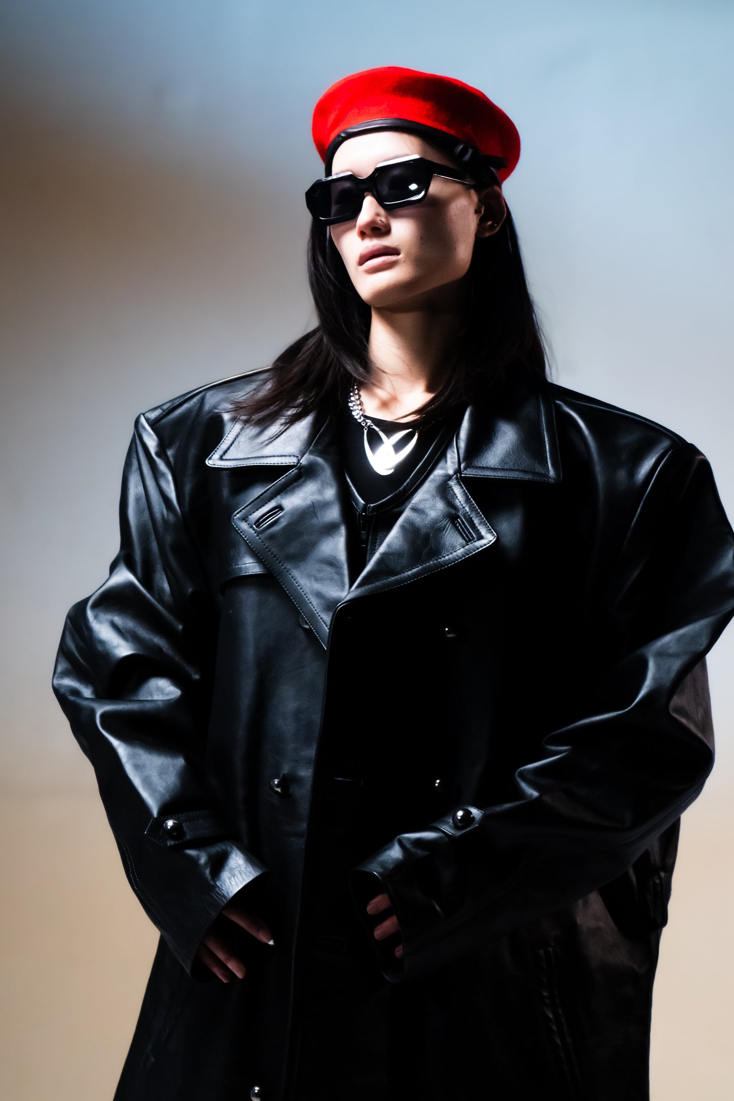 TOIRG Leather Trench Coat