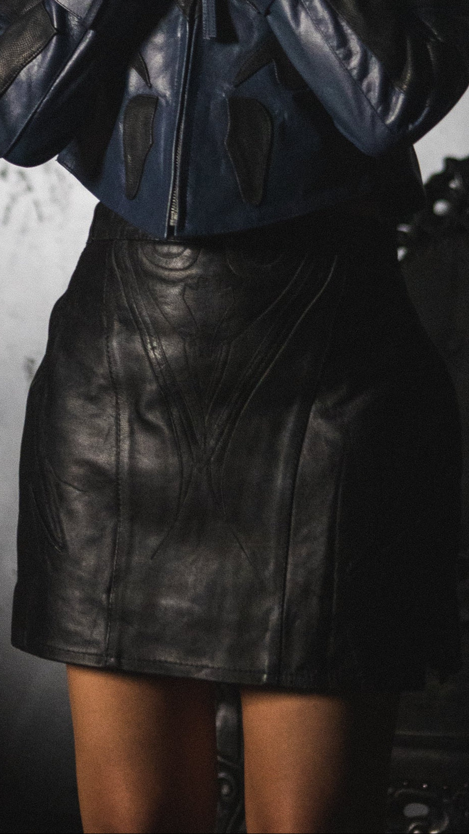 Womens "Thana" Leather Skirt