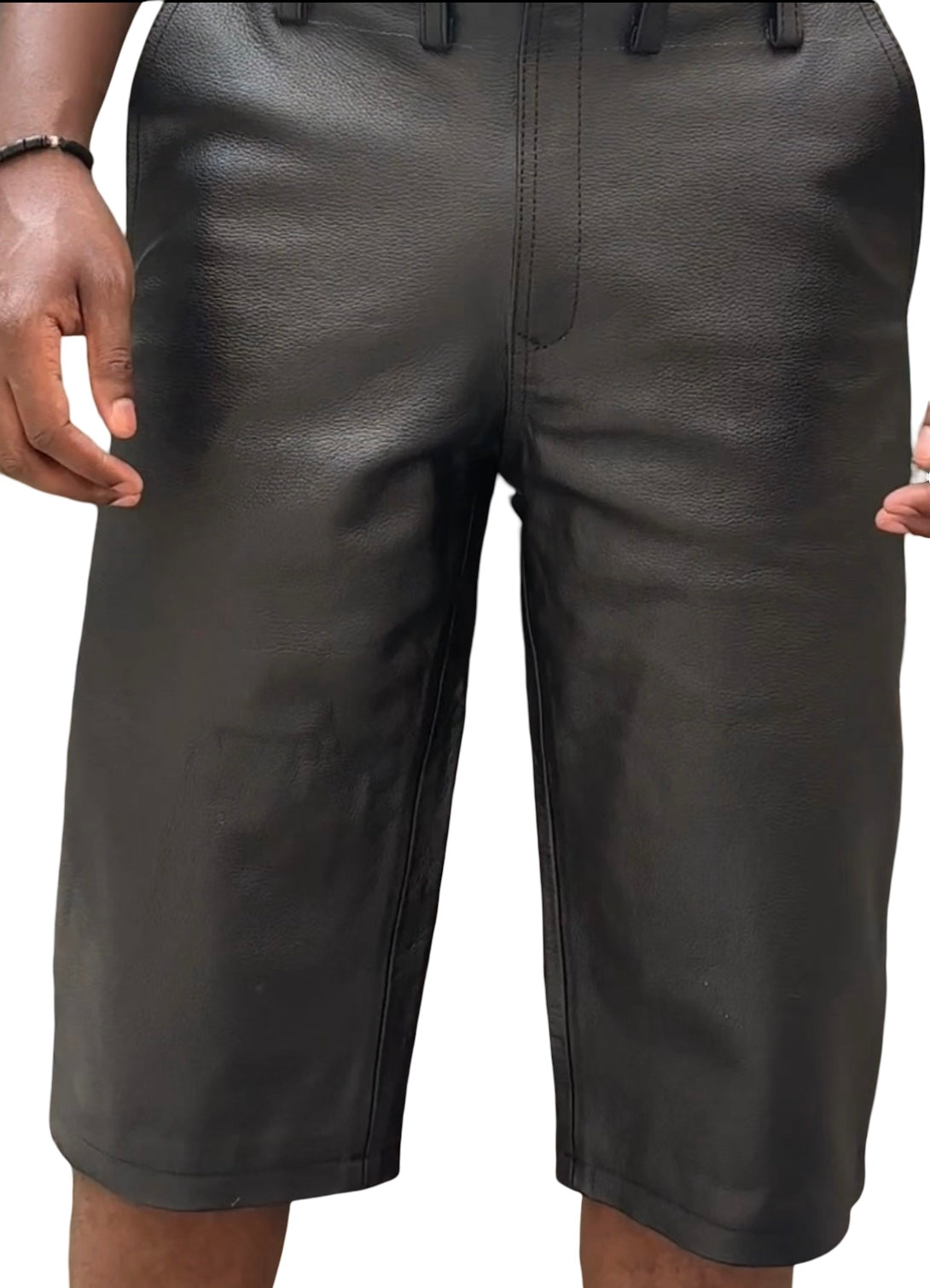 Leather Shorts Mens with Classic Long Car Short