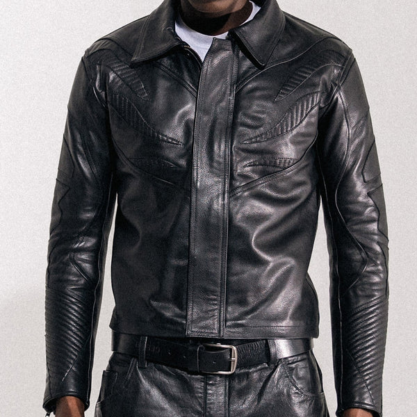 【希少】Sirito M black mitis porcus leather Primus Men's Long Sleeve Overshirt in Leather – GEECHI