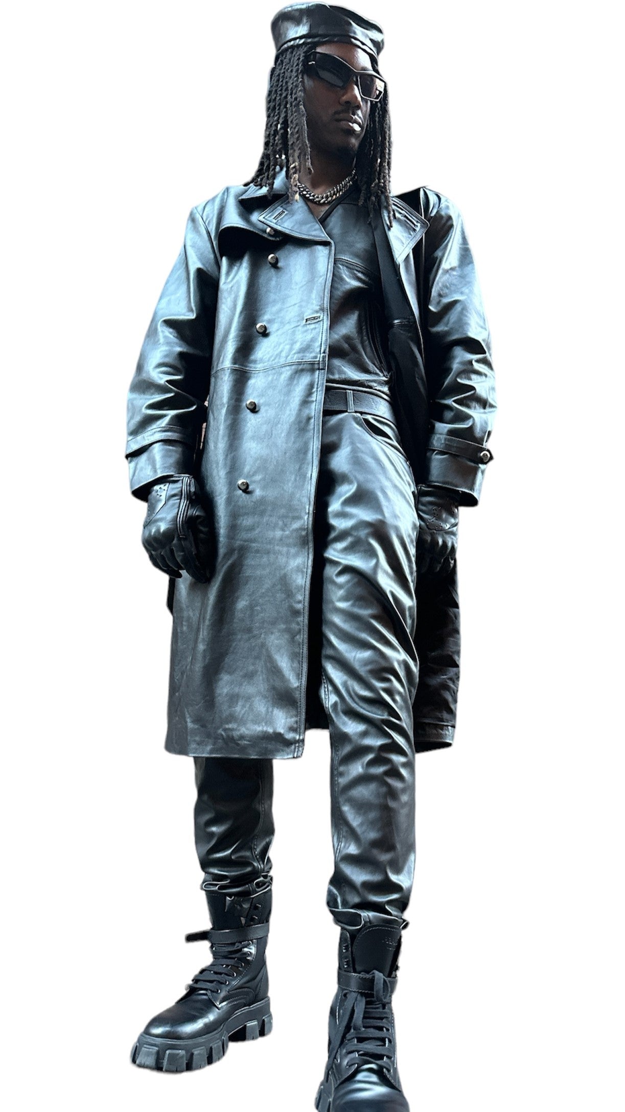 TOIRG Leather Trench Coat